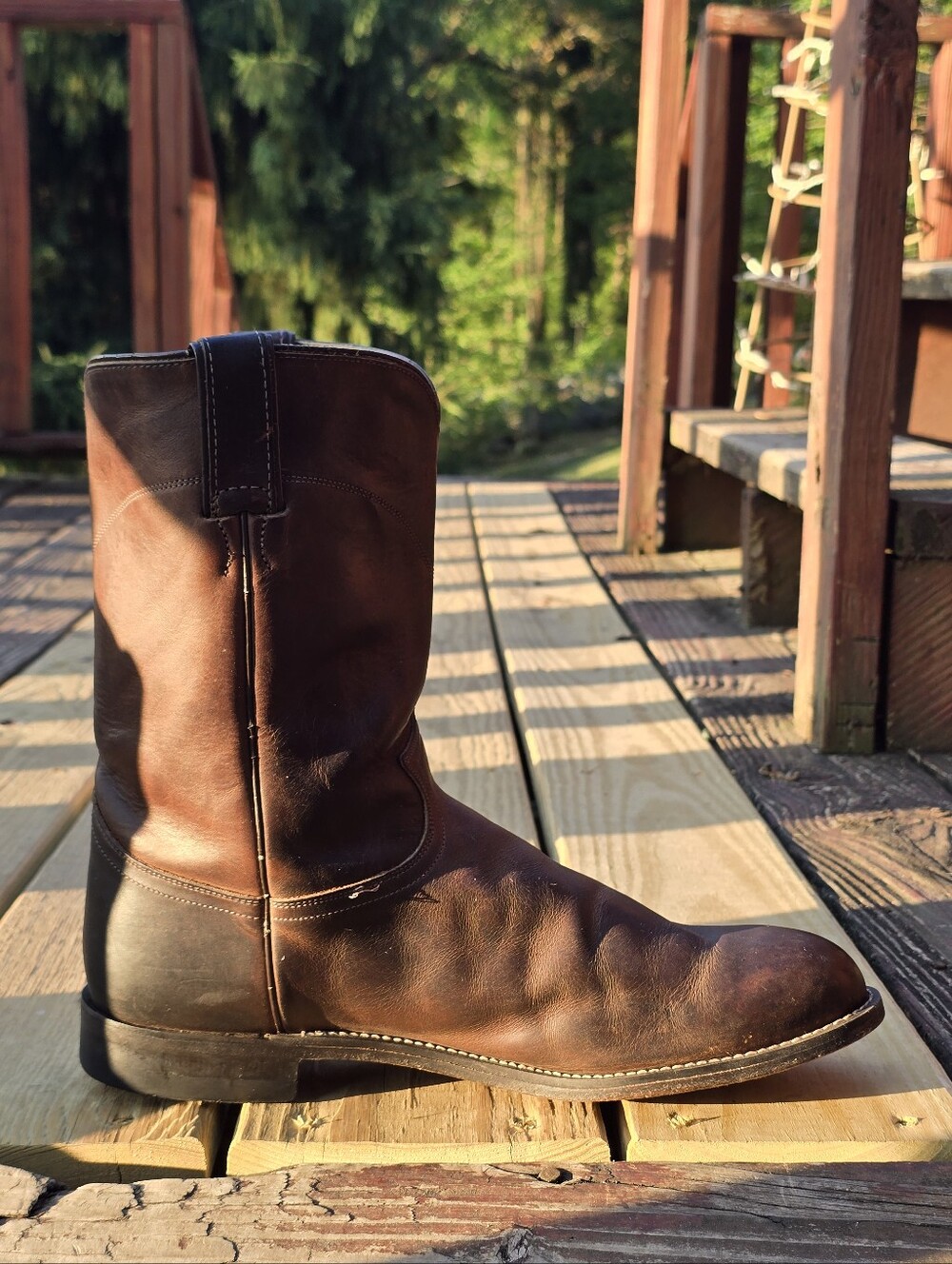 Justin, Mens Western Roper Boots, Brown Leather, Concert, Festival Sz 11 EE - Picture 6 of 12